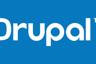 Drupal logo on blue background